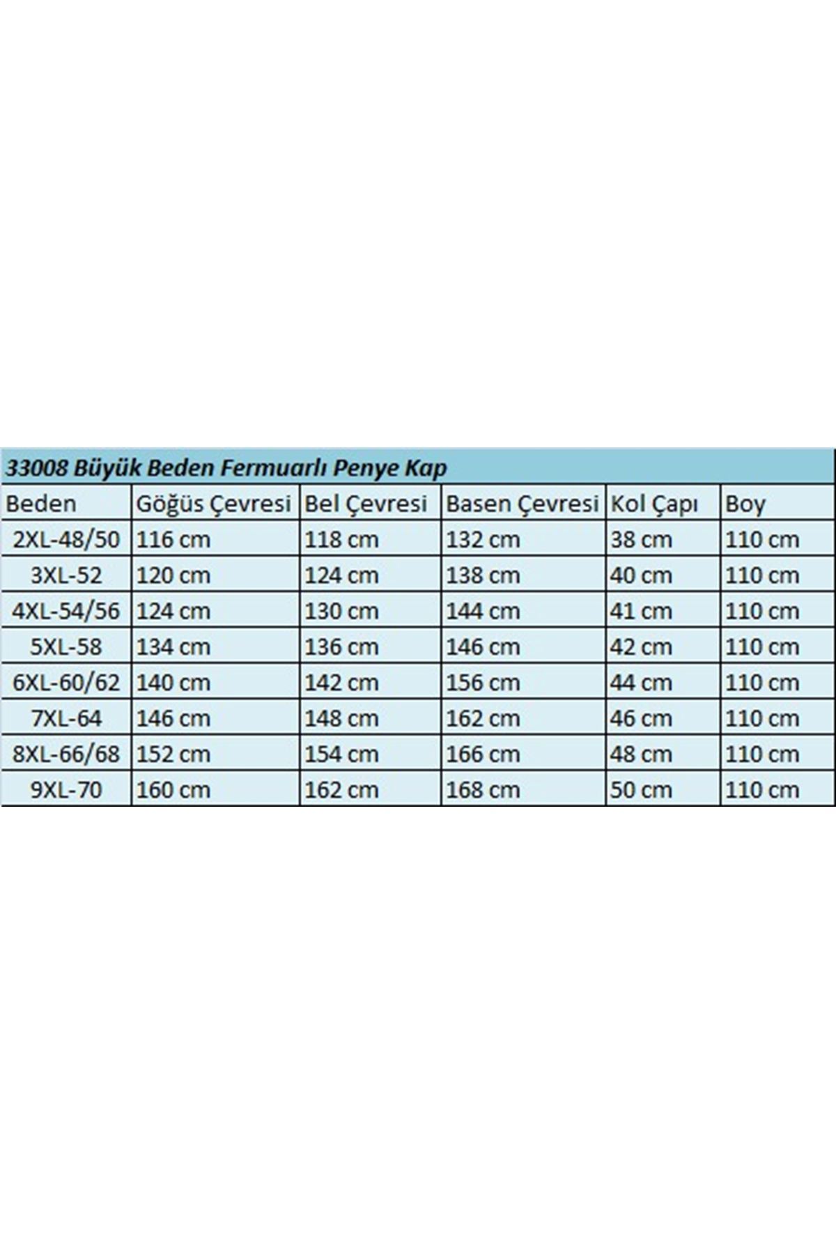 33008 Büyük Beden Fermuarlı Penye Kap - Bordo
