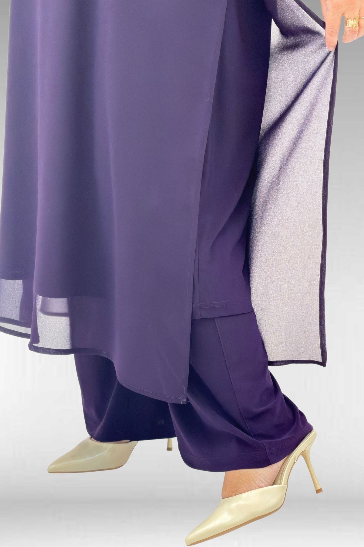 67024 Büyük Beden Sandy-Şifon Takım - Mürdüm