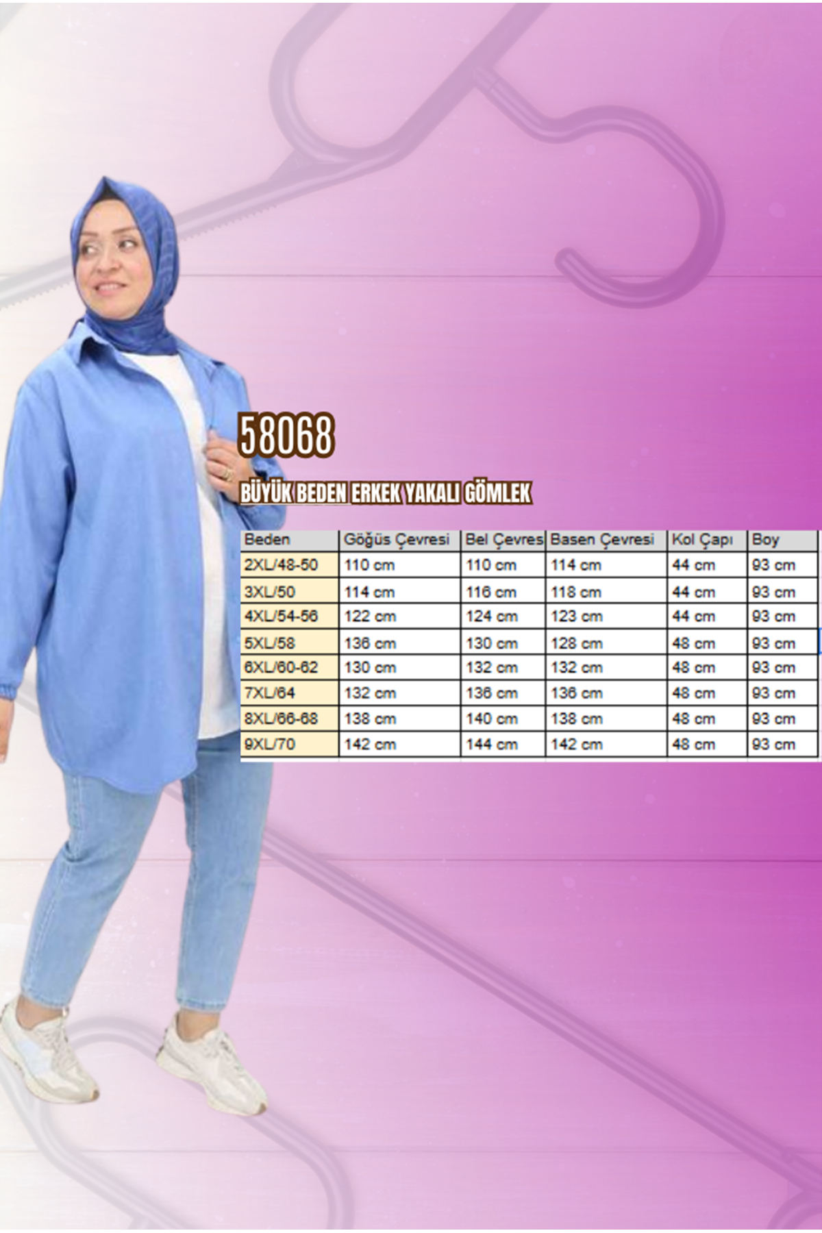 58068 Büyük Beden Erkek Yakalı Gömlek - İndigo