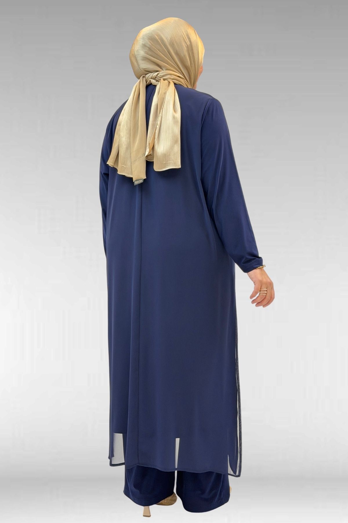 67024 Büyük Beden Sandy-Şifon Takım - Lacivert