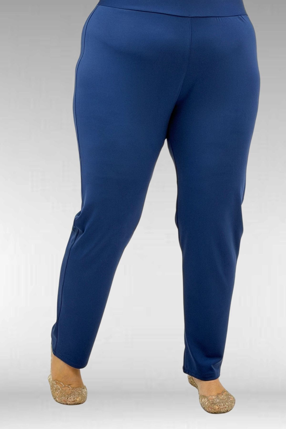 1727 Büyük Beden Uzunkol Tesettür Mayo Takım - Göz Desen İndigo-İndigo