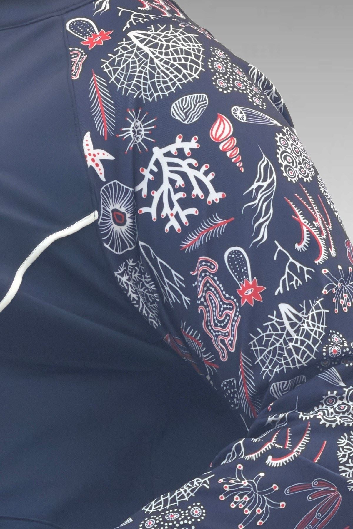 1733 Büyük Beden Fermuarlı Tesettür Mayo - Karışık Desen Laci-Laci