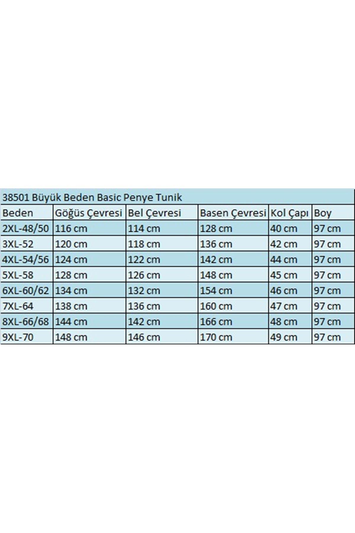38501 Büyük Beden Basic Penye Tunik - İndigo
