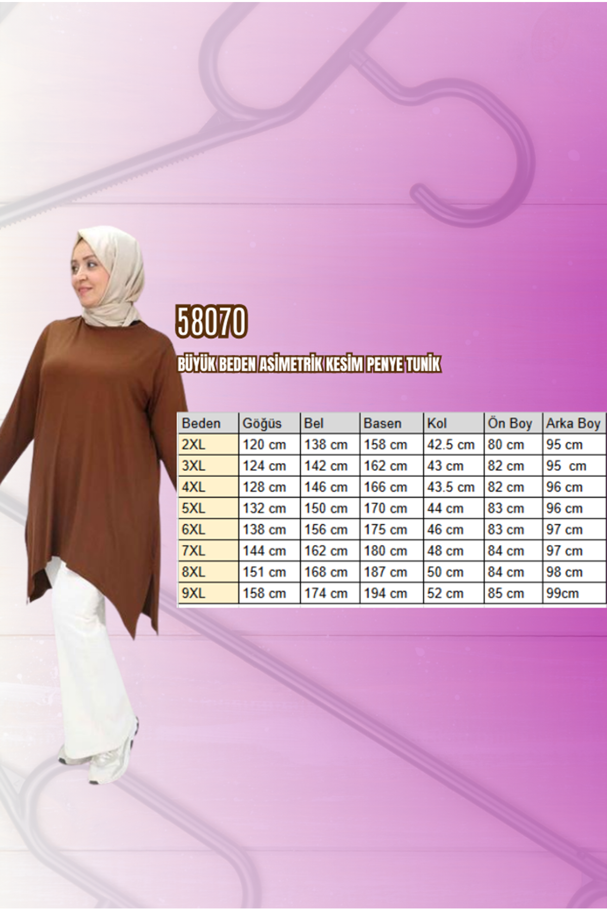 58070 Büyük Beden Asimetrik Kesim Penye Tunik - Petrol