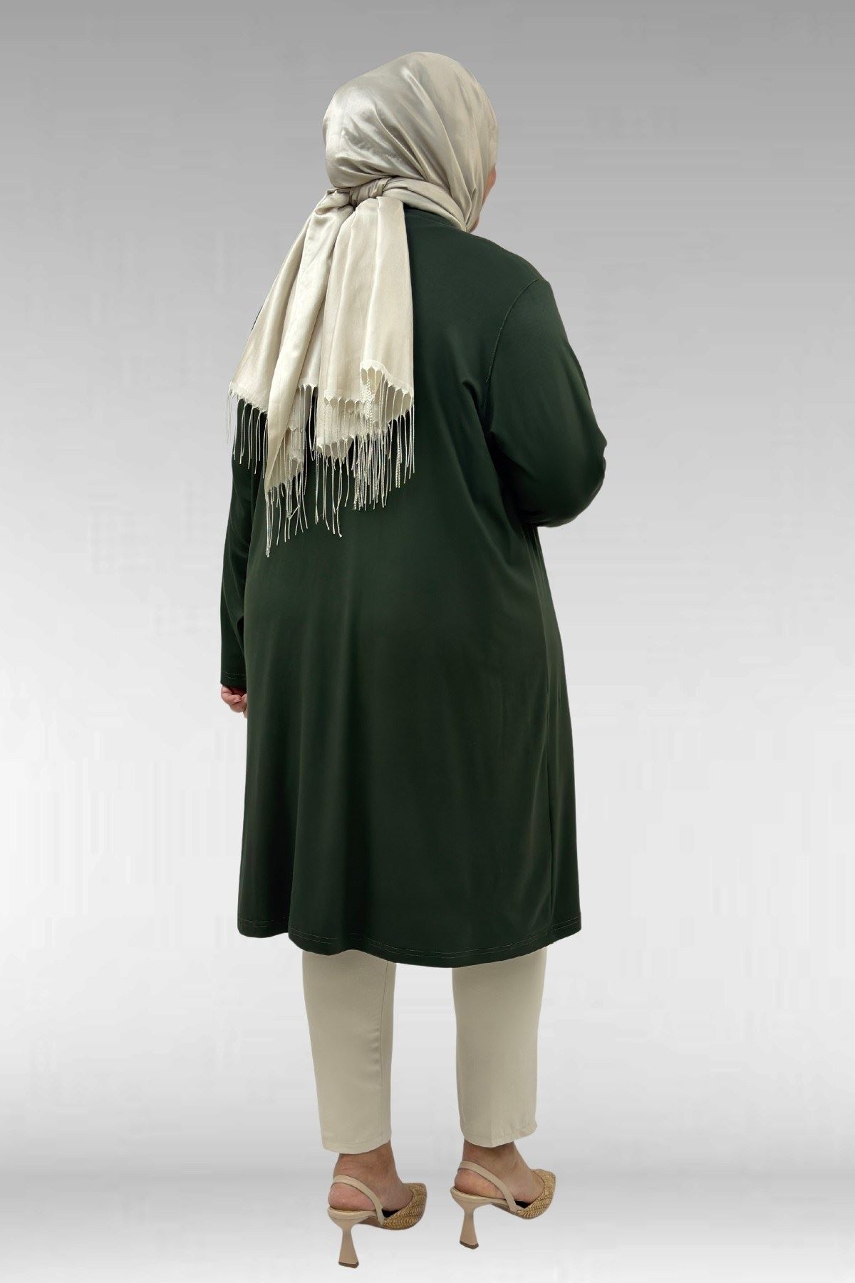 43008 Büyük Beden Penye Ceket - Haki