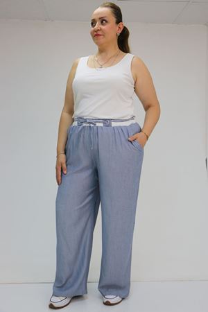 59007 Büyük Beden Kemeri Ribana Detaylı Xons Kot Pantolon - Lacivert