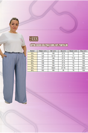 59006 Büyük Beden Bolpaça Xons Pantolon - Mavi