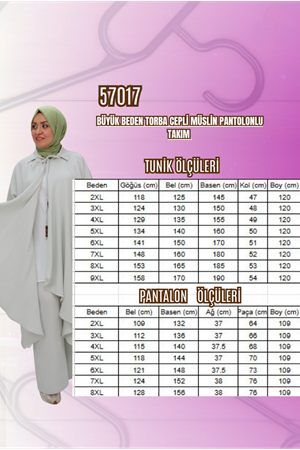 57017 Büyük Beden Torba Cepli Müslin Pantolonlu Takım - Siyah