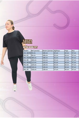 59502 Büyük Beden Tayt - Siyah