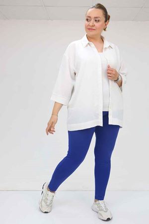 59501 Büyük Beden Penye Tayt - İndigo