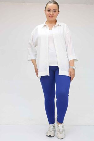 59501 Büyük Beden Penye Tayt - İndigo