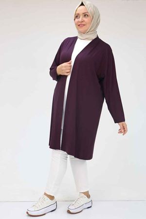 43008 Büyük Beden Penye Ceket - Mor