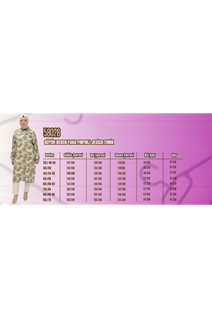 58028 Büyük Beden Yaka Fırfırlı Jesica Tunik - Yaprak Desen Gül