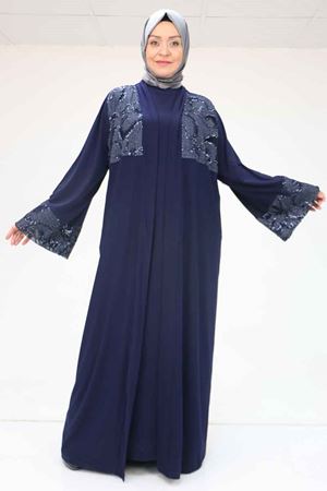 57203 Büyük Beden Sandy-Pul Payet Yelek-Elbise - Lacivert