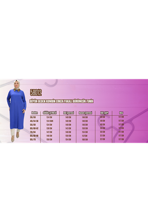 58012 Büyük Beden Kombin Erkek Yakalı Bürümcük Tunik - Mürdüm