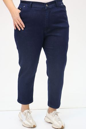 9125-5 Büyük Beden Boy Friend Kot Pantolon - Lacivert