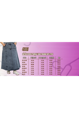 D-45007 Büyük Beden Parçalı Taş Detaylı Kot Etek - Gri