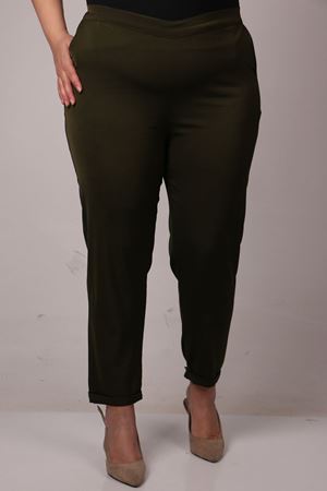 39002 Büyük Beden Duble Paça Pantolon - Haki