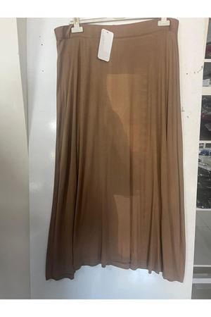 T-45005 Büyük Beden Penye Basic Etek - Bej