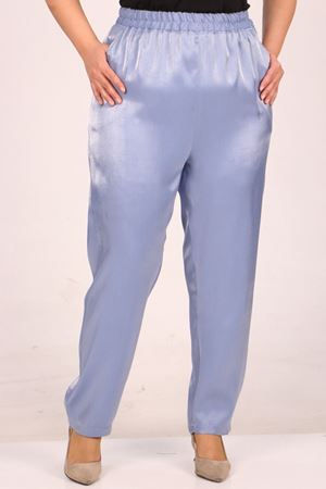 F-49002 Büyük Beden Beli Lastikli Dar Paça Star Pantolon-İndigo