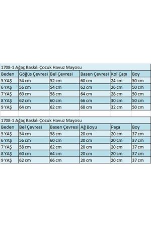 1708-1  Ağaç Baskılı Çocuk Havuz Mayosu - Siyah-Siyah