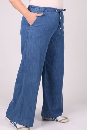 29000 Büyük Beden Bol Paça Kot Pantolon - Mavi
