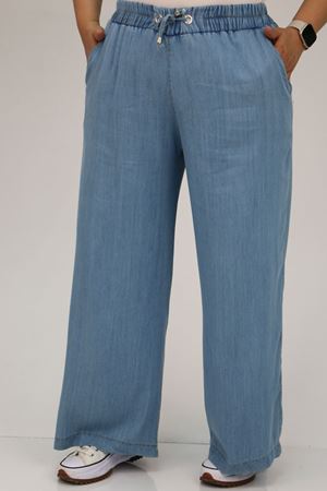 29000 Büyük Beden Bol Paça Kot Pantolon - Buz Mavi