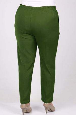 F-29020 Büyük Beden Beli Lastikli Boru Paça En Boy Pantolon - Haki