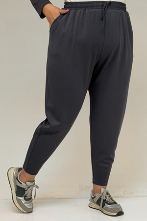 47068 Büyük Beden Çıtçıt Detaylı Modal Tunik Takım  - Antrasit