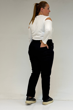 9185-4 Büyük Beden Taşlamalı Boru Paça  Kot Pantolon - Siyah