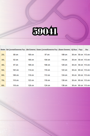 59041 Büyük Beden İspanyol  Taş Baskı Detaylı Kot Pantolon - Açık Mavi