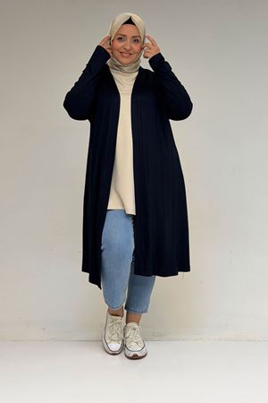 43008 Büyük Beden Penye Ceket - Lacivert