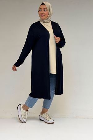 43008 Büyük Beden Penye Ceket - Lacivert