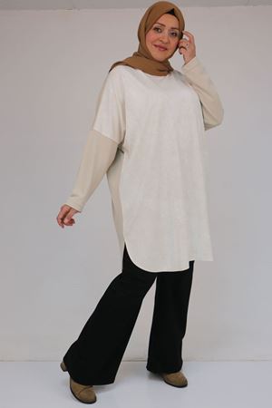 58164 Büyük Beden Basic Modal Tunik - Bej