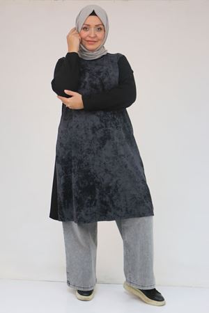 58161 Büyük Beden Basic Modal Tunik - Siyah