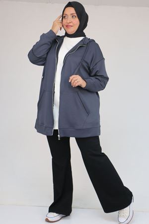 43072 Büyük Beden Waterport Biyeli Modal Ceket - Antrasit