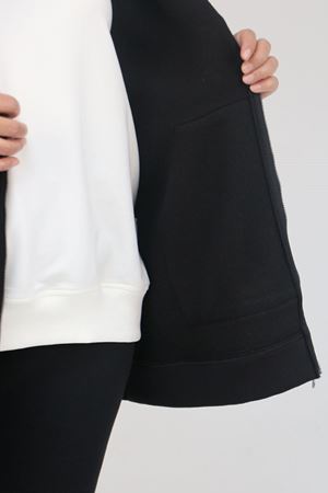 43069 Büyük Beden Eteği Ribanalı Üç İplik Ceket - Siyah