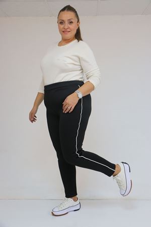 59504 Büyük Beden Biyeli  İçi Şardonlu Tayt - Siyah