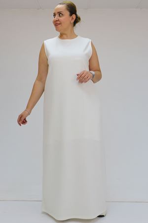 42050 Büyük Beden Modal Kolsuz Elbise - Ekru