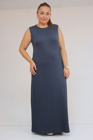 42050 Büyük Beden Modal Kolsuz Elbise - Antrasit