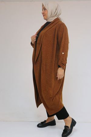 43093 Büyük Beden Kalın Patlı Mir Ceket - Taba