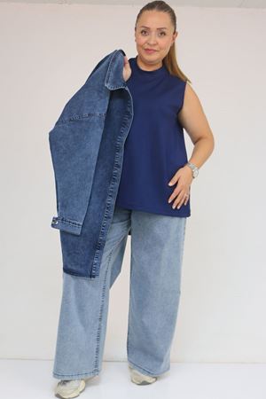 58510 Büyük Beden Kısa Modal İçlik - İndigo