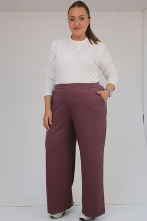 59026 Büyük Beden Beli Lastikli Modal Pantolon - Gül Kurusu