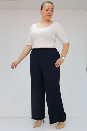 59014 Büyük Beden Beli Lastikli Bolpaça Pantolon - Lacivert