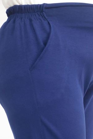 59013 Büyük Beden Arkası Lastikli Cepli Modal Pantolon - İndigo