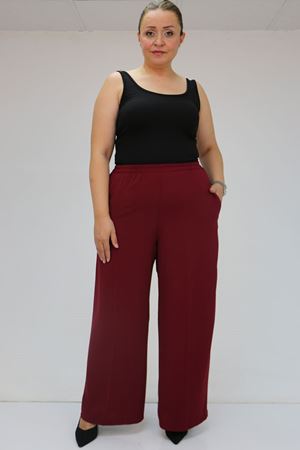 59014 Büyük Beden Beli Lastikli Bolpaça Pantolon - Bordo