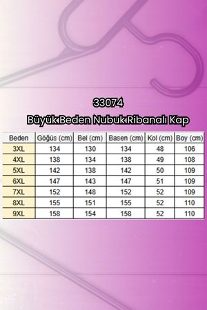 33074 Büyük Beden Nubuk Ribanalı Kap - Gri