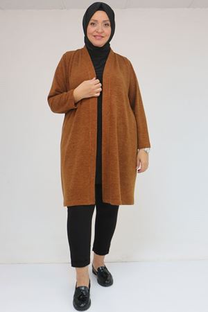 53036 Büyük Beden Mir Ceket - Taba