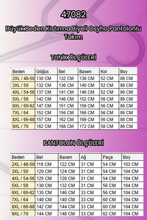 47082 Büyük Beden Kıstırma Biyeli Pantolonlu Modal Takım - Gri