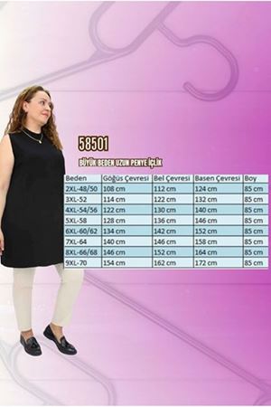 58501 Büyük Beden Hakim Yakalı Penye İçlik - Saks